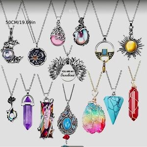 14 Pieces/set Bohemian Natural Crystal Colored Stones retro